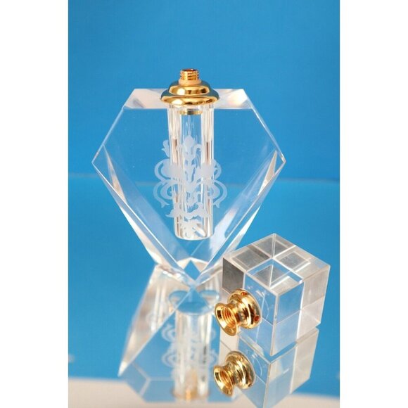 Damask Etched Perfume Bottle 2 Cologne Bottles Vintage - Picture 5 of 6